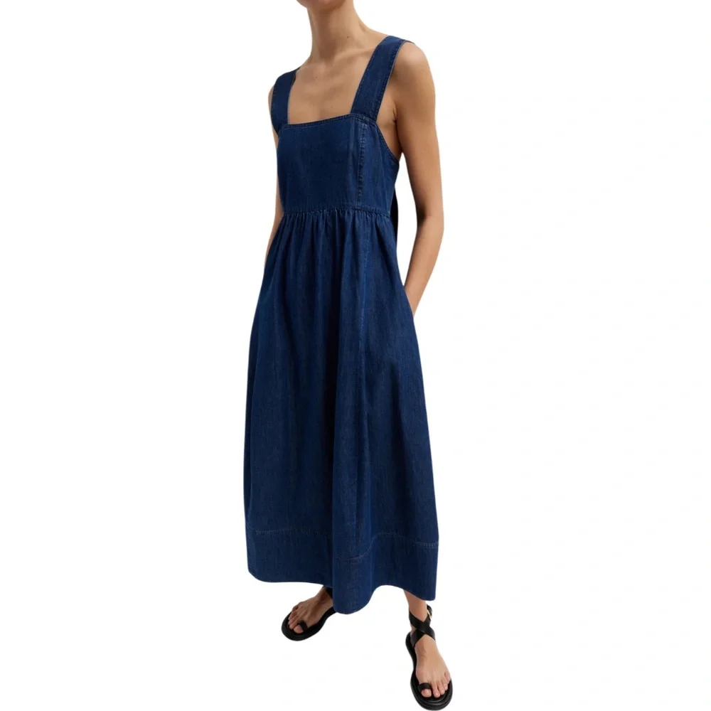 Tibi Light Weight Stone Wash Sculpted Dress Dark Enzyme Wash Size 6 NWT - Picture 1 of 16
